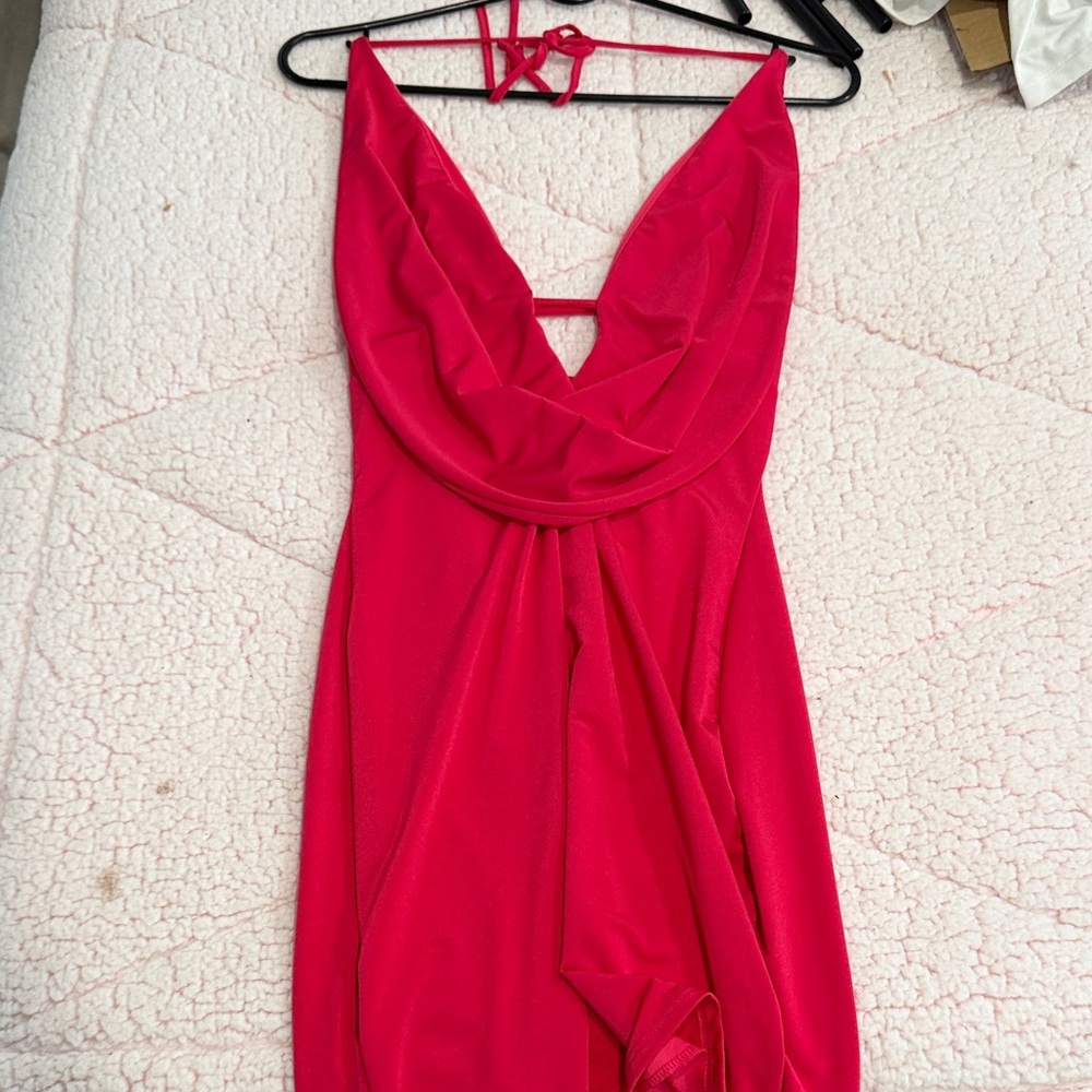 Windsor Strapless Fuchsia Cowl Neck Dress